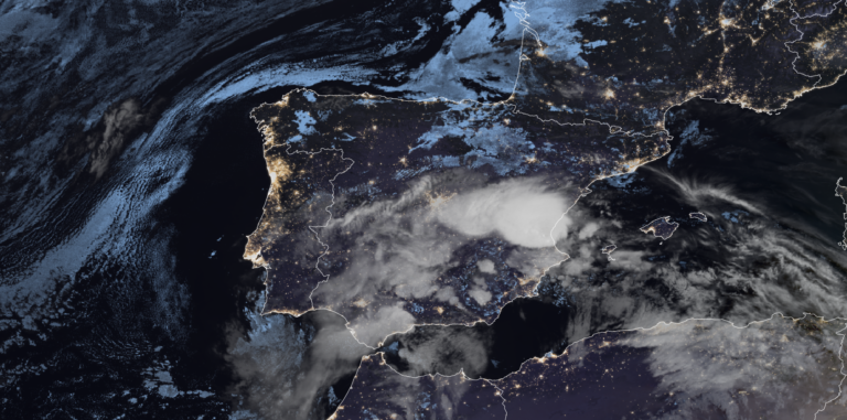 Satellite view of the storm DANA over Valencia on 29 October at 6:30 a.m. EUMETSAT 2024, Wikimedia Commons
