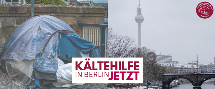 Kältehilfe in Berlin JETZT, image of a tent on the street in Berlin