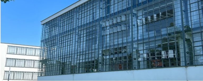 Modern building in Berlin, made completely of glass windows.