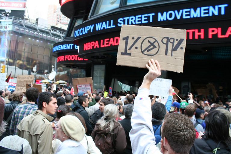 Occupy Wall Street Demonstration - Protest Sign saying 1% is not greater than 99%