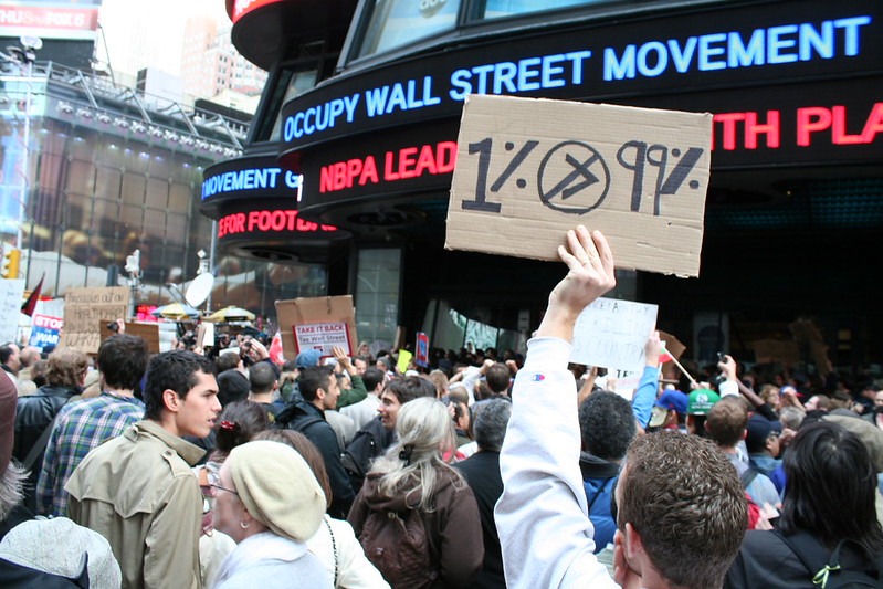 Occupy Wall Street Demonstration - Protest Sign saying 1% is not greater than 99%